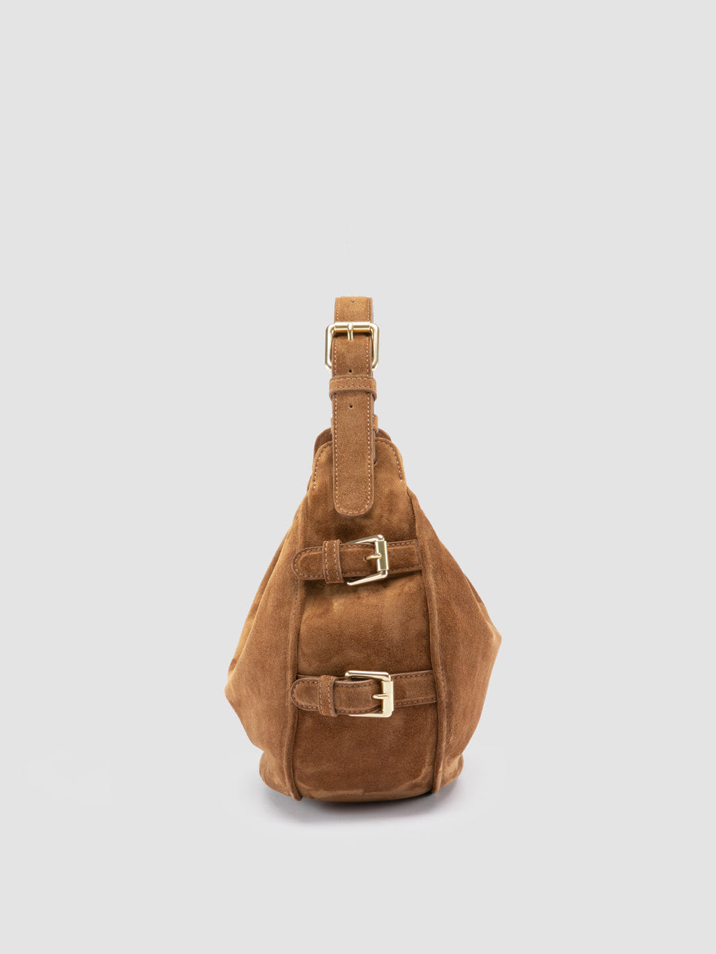JULIE 016 - Borsa a Spalla in Pelle Scamosciata Marrone - image 3,side view