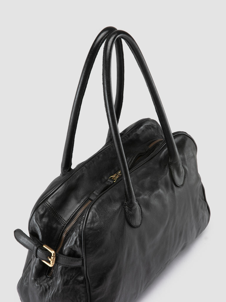 JULIE 019 - Black Leather Handle Bag-hover