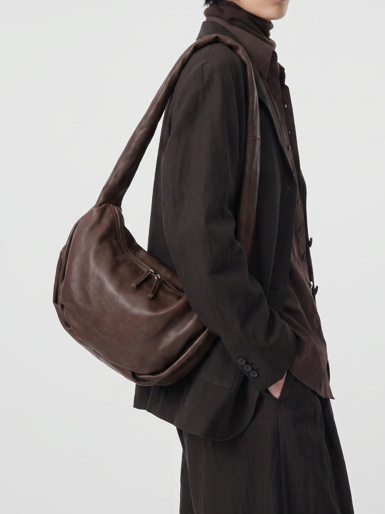 BOLINA 046 - Borsa Crossbody in Pelle Marrone-hover