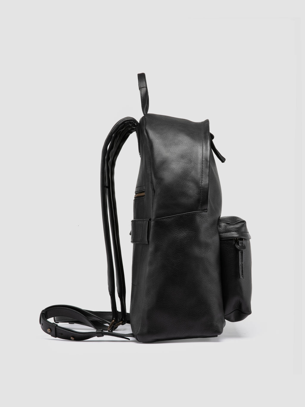 OC PACK 001 - Black Leather Backpack - image 3,side view