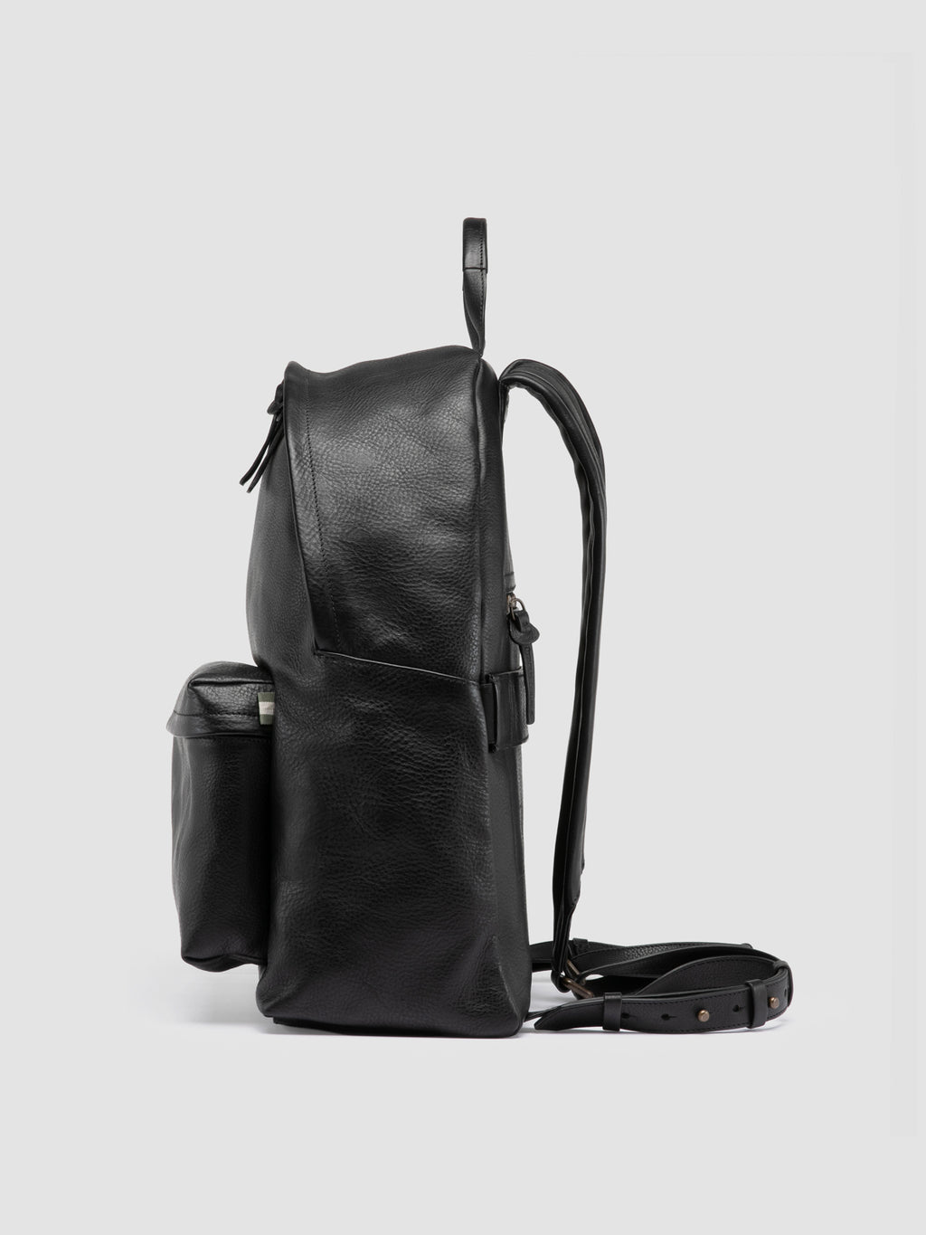 OC PACK 001 - Black Leather Backpack - image 5,side view
