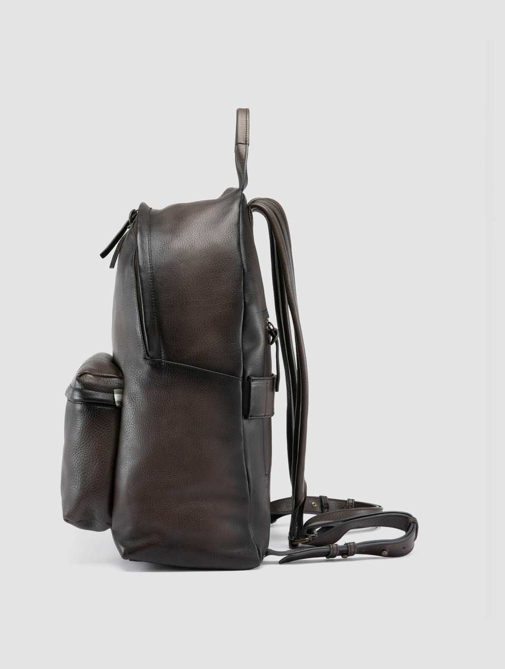 OC PACK 001 - Brown Leather Backpack - image 5,side view