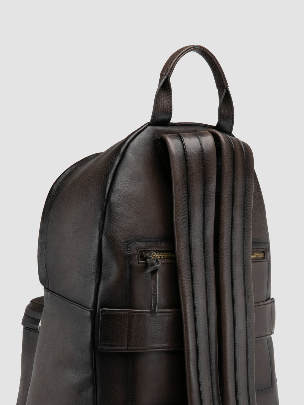 OC PACK 001 - Brown Leather Backpack - image 6,side view