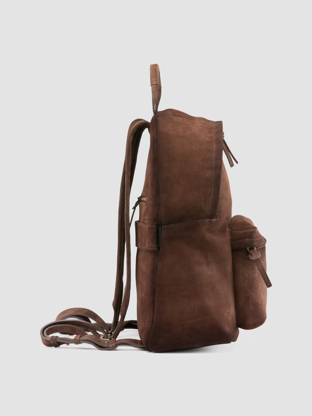 OC PACK 001 - Brown Suede Backpack - image 3,side view