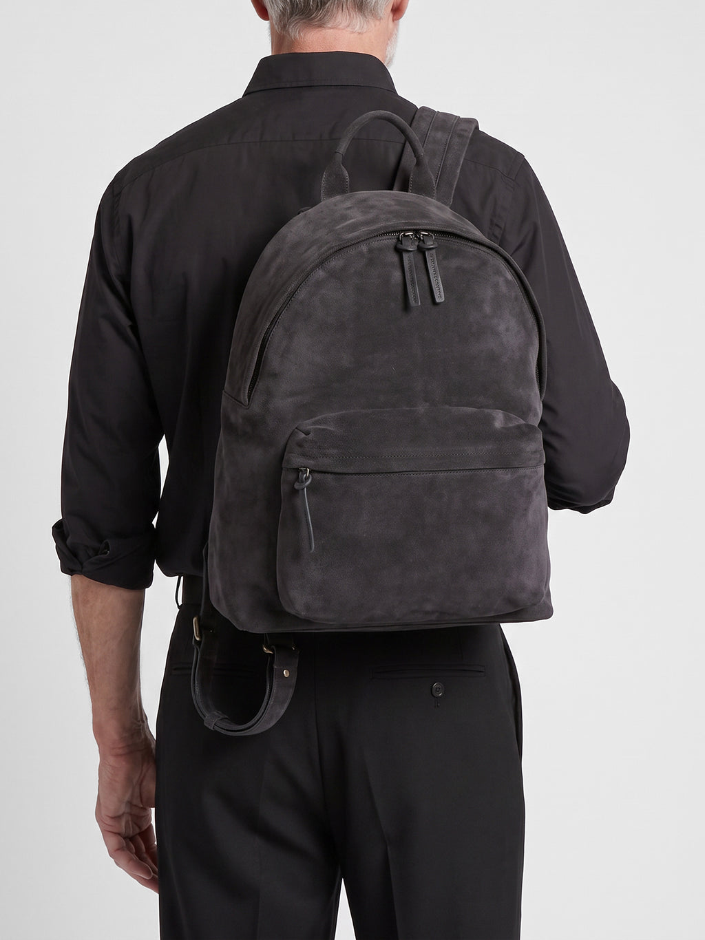OC PACK 001 - Zaino in Pelle Scamosciata Nera - image 2,side view