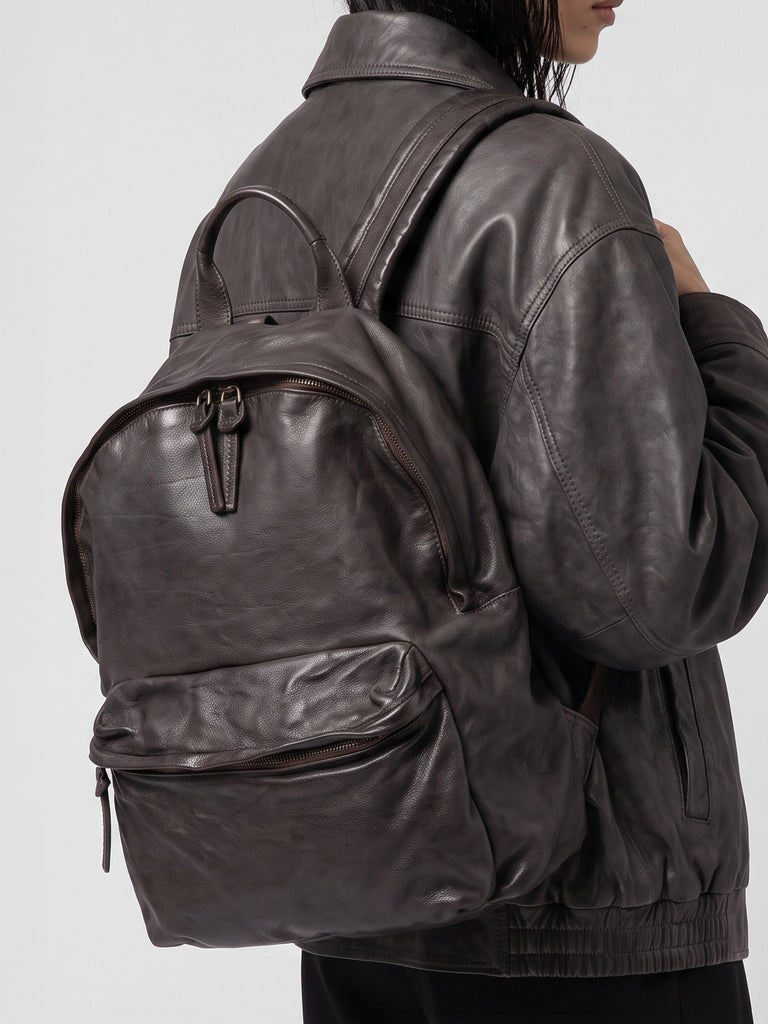 OC PACK 004 - Zaino in Pelle Marrone-hover