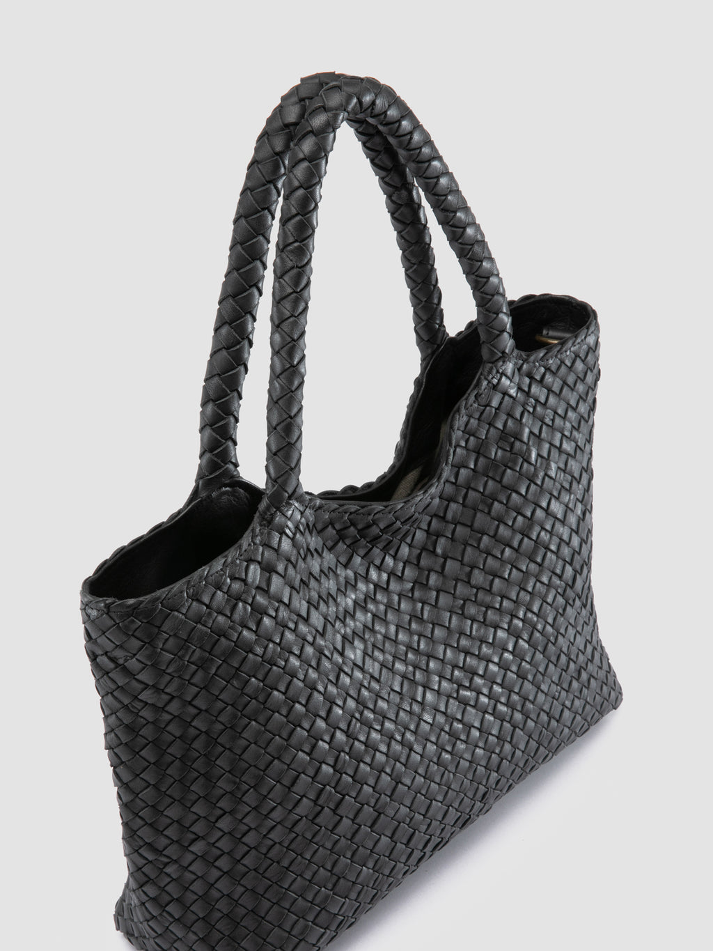 RAQUEL 001 - Black Leather Shoulder Bag - image 2,side view