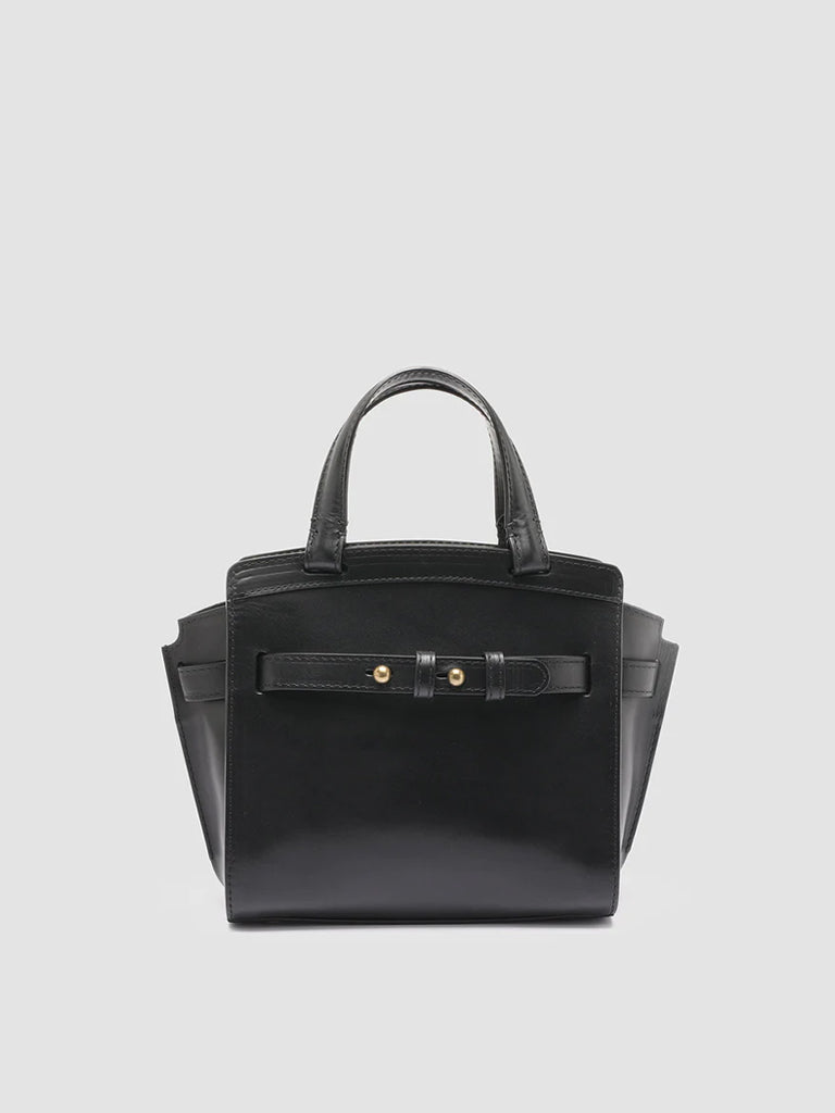 SADDLE 009 - Black Leather Hand Bag - image 1,side view