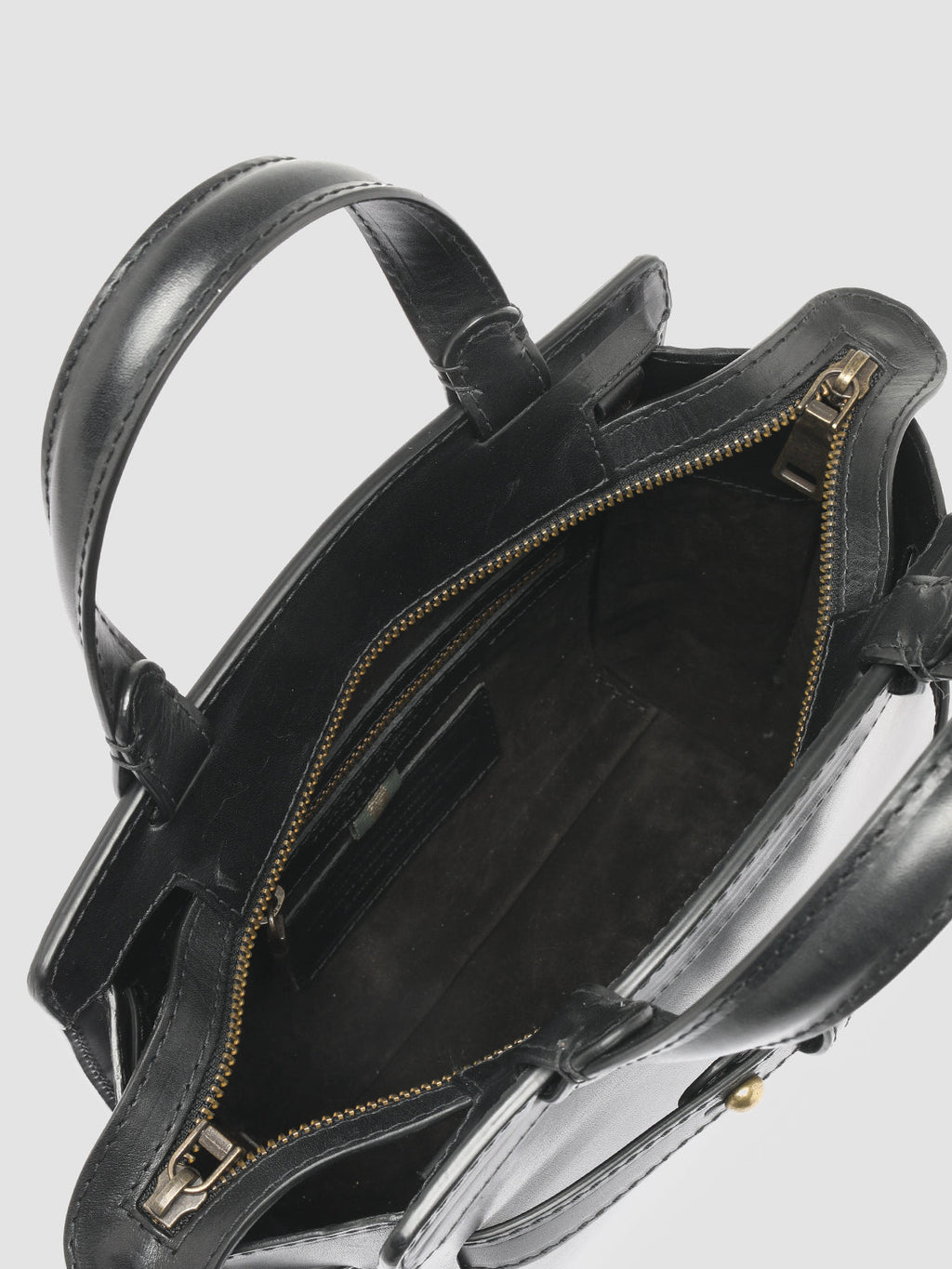 SADDLE 009 - Black Leather Hand Bag - image 2,side view