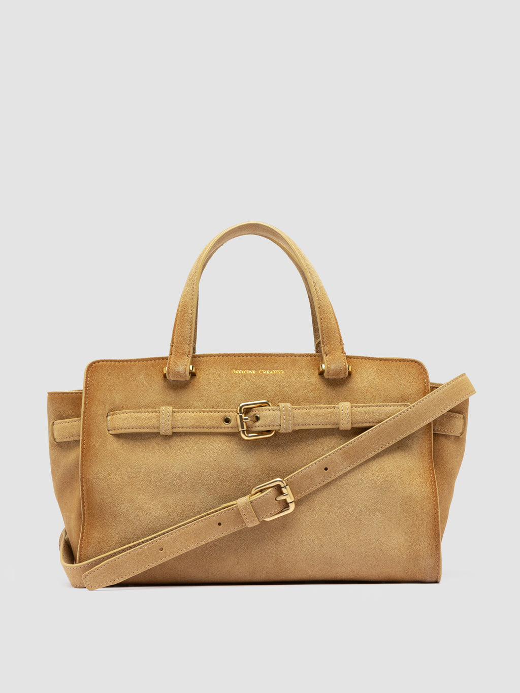 SADDLE 026 - Borsa a Mano in Pelle Scamosciata Beige - image 1,side view