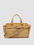 SADDLE 026 - Borsa a Mano in Pelle Scamosciata Beige