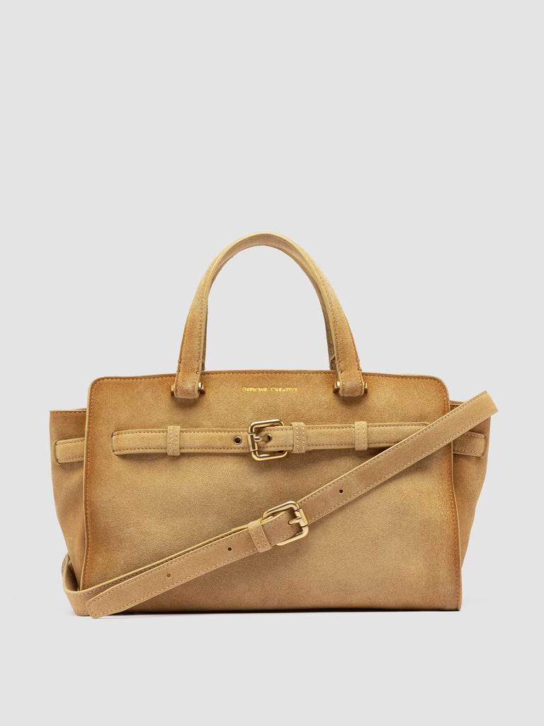 SADDLE 026 - Borsa a Mano in Pelle Scamosciata Beige