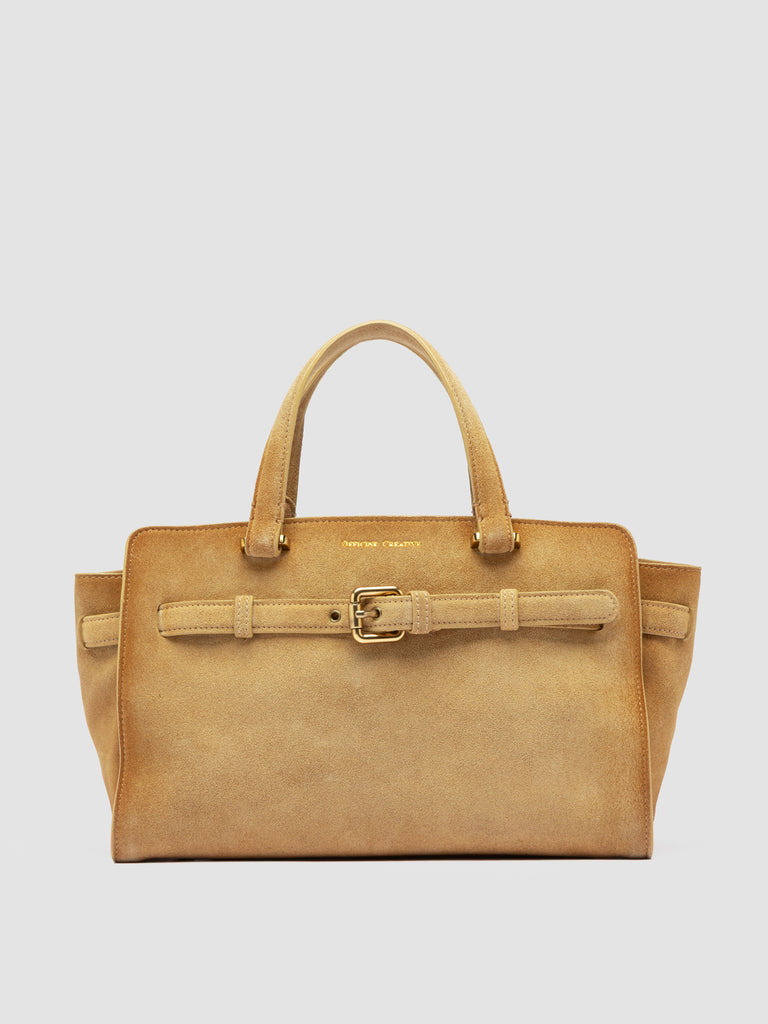 SADDLE 026 - Borsa a Mano in Pelle Scamosciata Beige