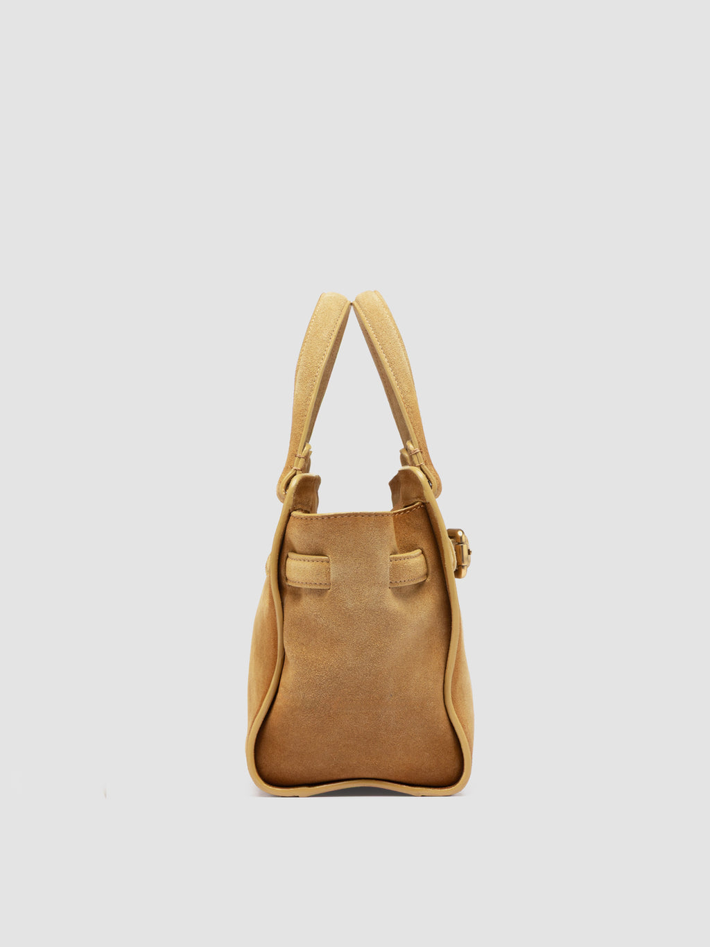 SADDLE 026 - Borsa a Mano in Pelle Scamosciata Beige - image 4,side view