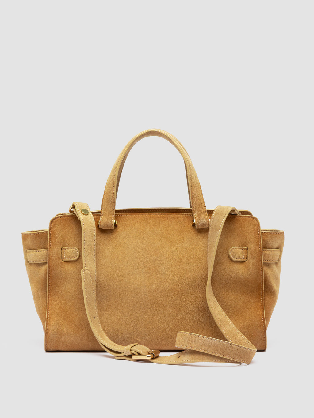 SADDLE 026 - Borsa a Mano in Pelle Scamosciata Beige - image 5,side view