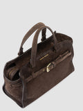 SADDLE 026 - Brown Suede Handle Bag - thumb image 2,side view