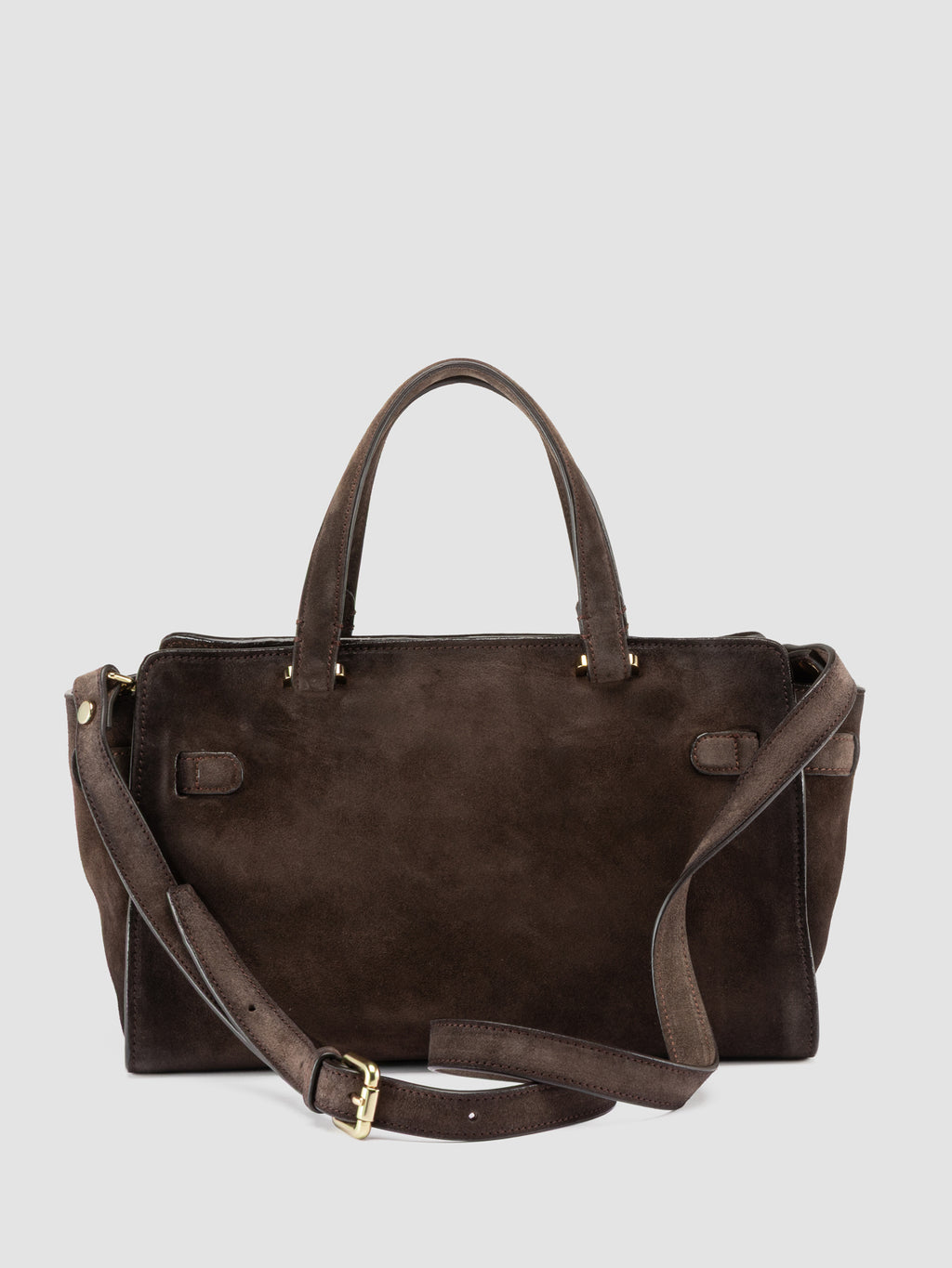 SADDLE 026 - Brown Suede Handle Bag - image 5,side view