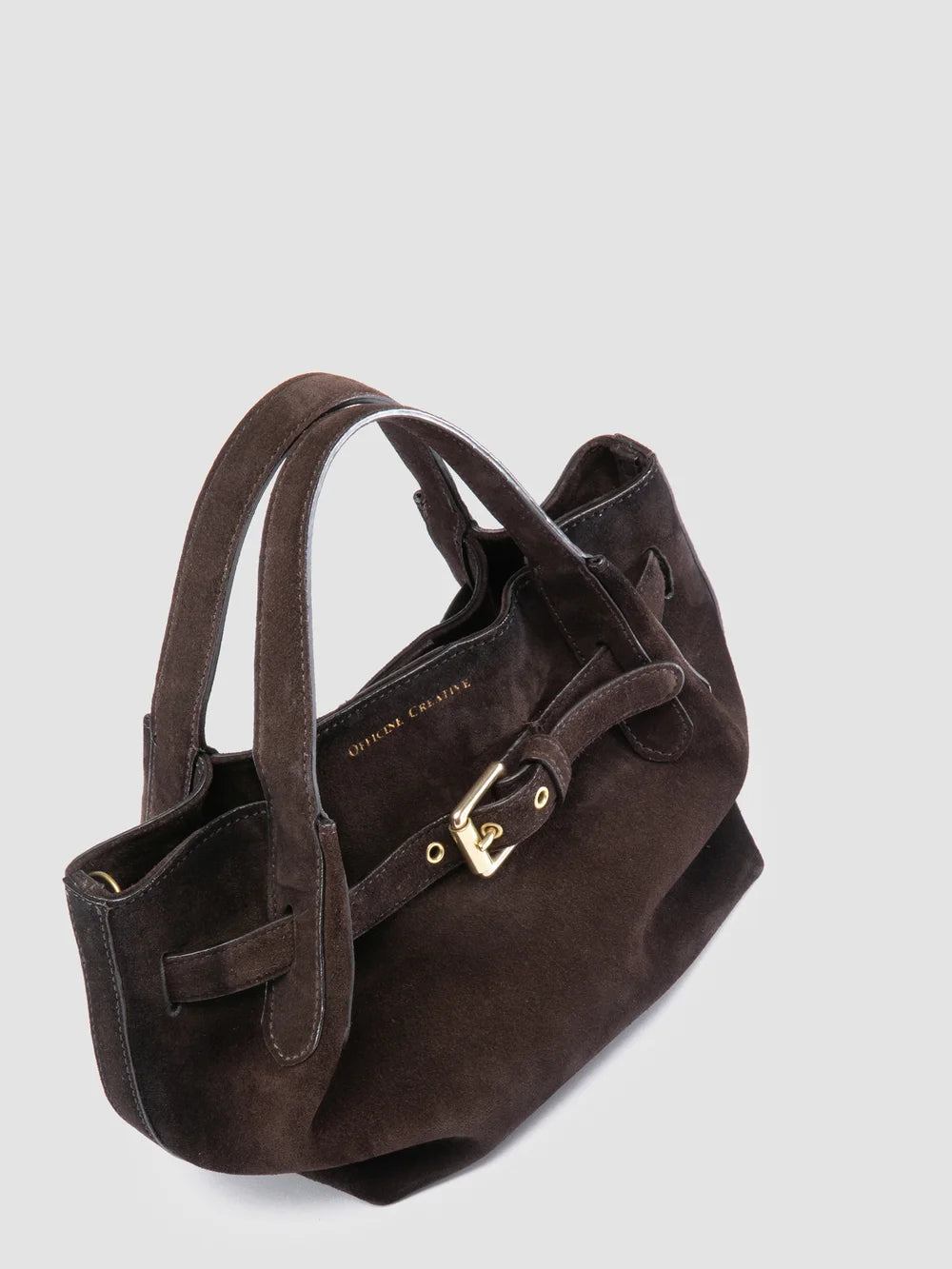 SADDLE 028 - Brown Suede Handle Bag - image 2,side view