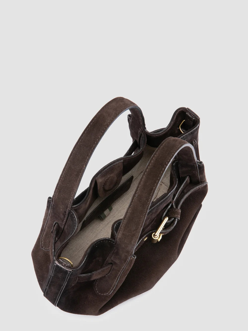 SADDLE 028 - Brown Suede Handle Bag - image 6,side view