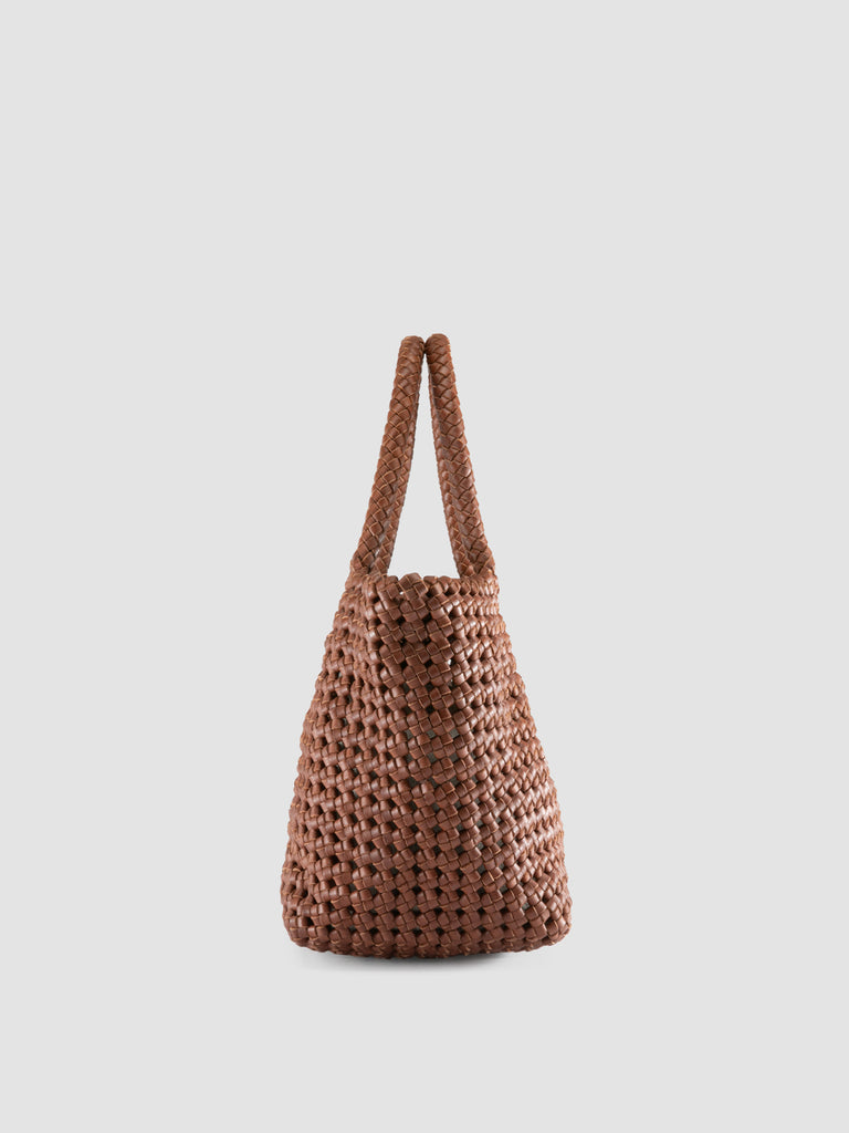 VICKY 001 - Brown Leather Handle Bag