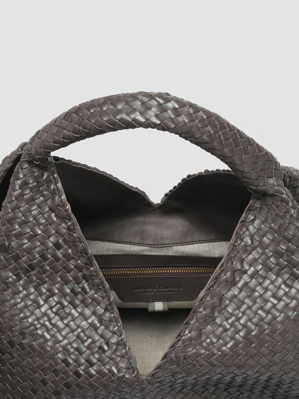 OC CLASS 056 Woven - Brown Leather Handle Bag