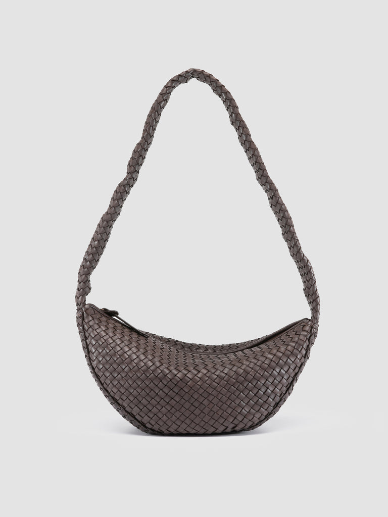 OC CLASS 068 - Borsa Crossbody in Pelle Intrecciata Marrone