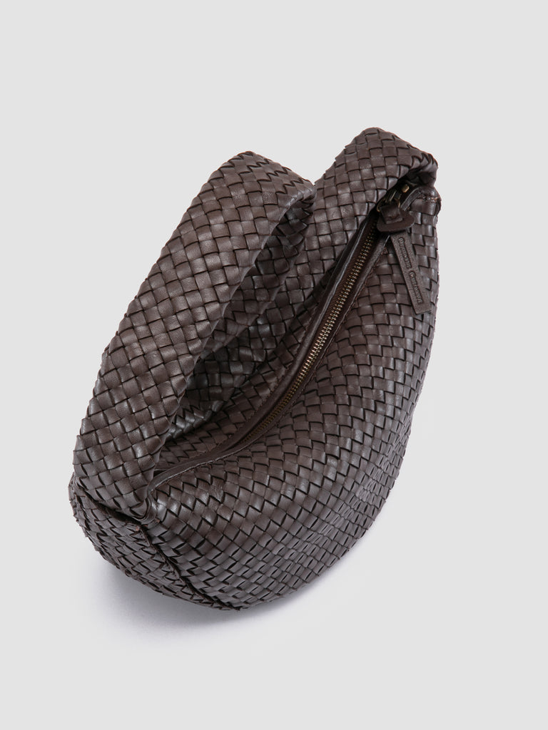 OC CLASS 068 - Borsa Crossbody in Pelle Intrecciata Marrone