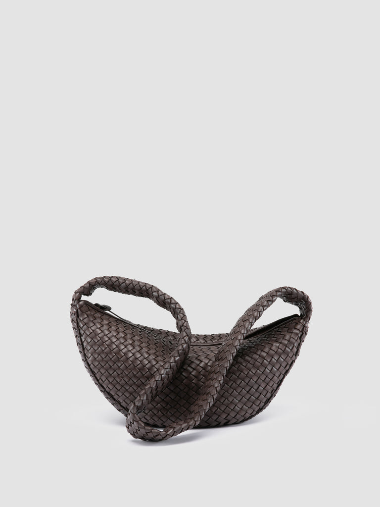 OC CLASS 068 - Borsa Crossbody in Pelle Intrecciata Marrone