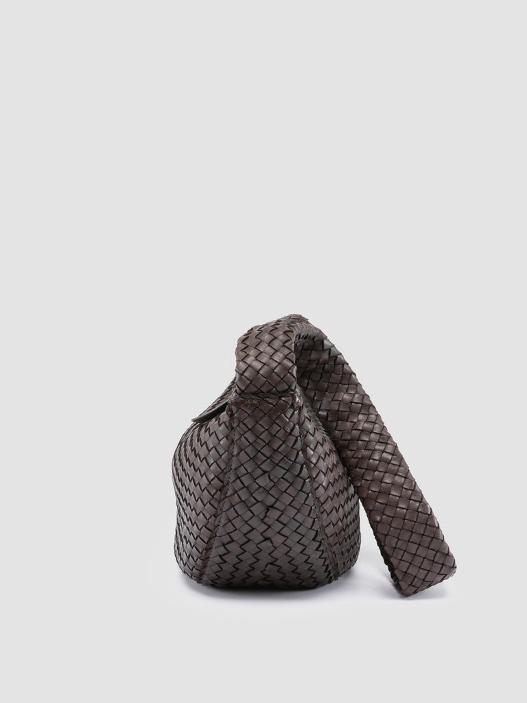 OC CLASS 068 - Borsa Crossbody in Pelle Intrecciata Marrone