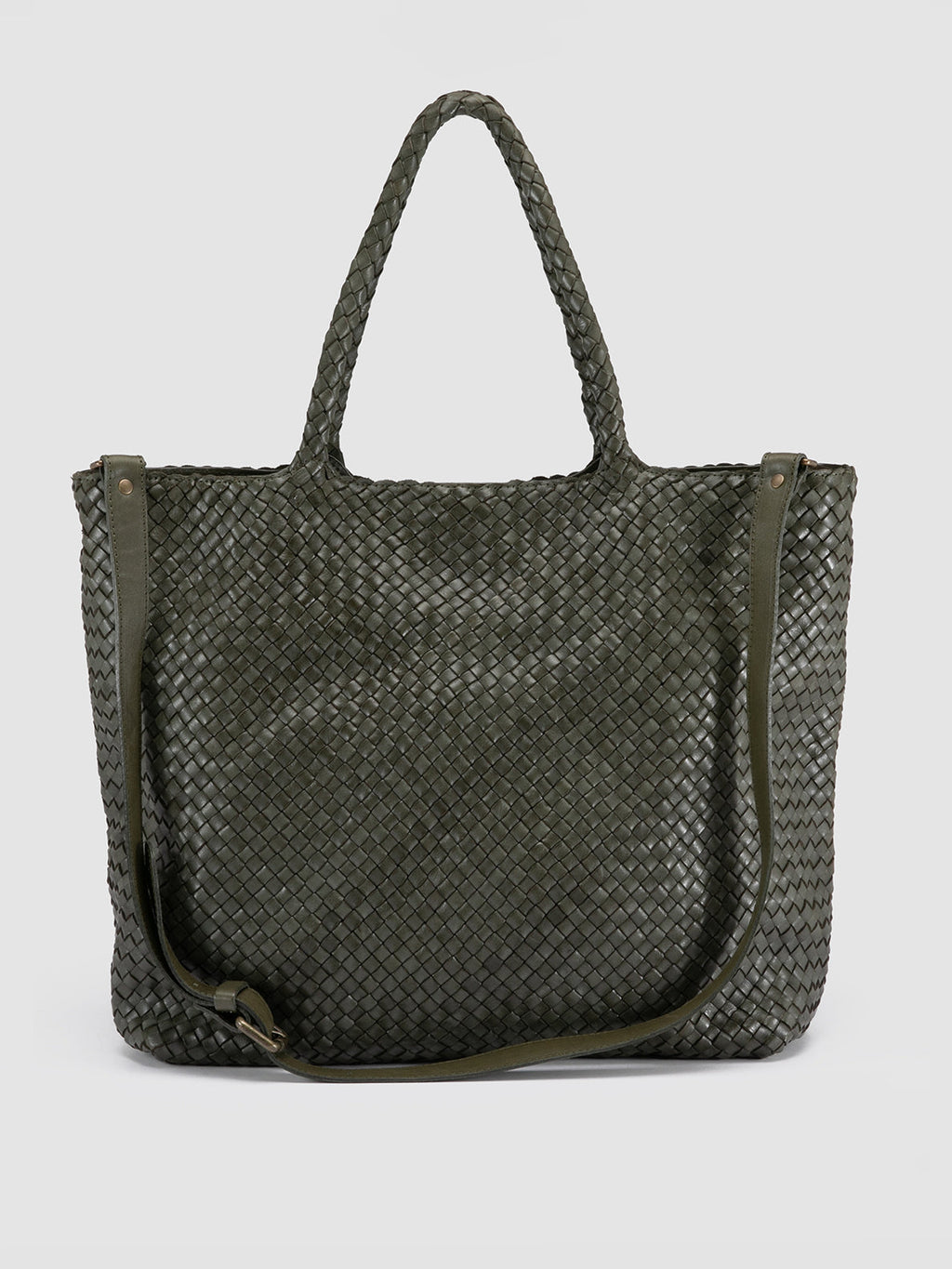 OC CLASS 35 Woven - Green Woven Leather Shoulder Bag