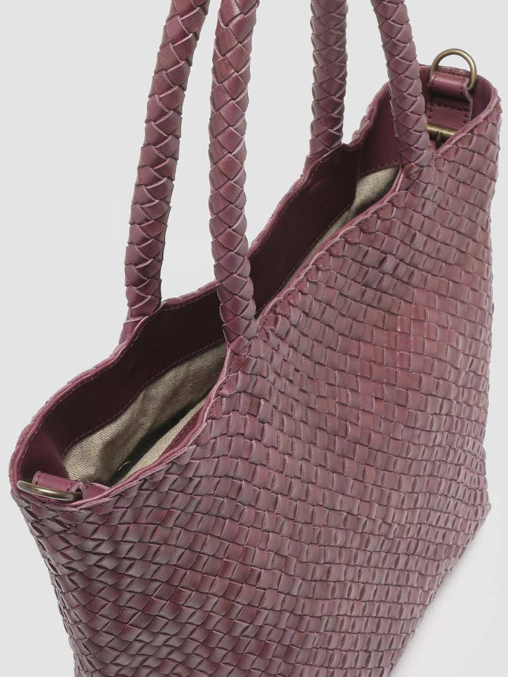 OC CLASS 511 Woven - Borsa con Manico in Pelle Bordeaux