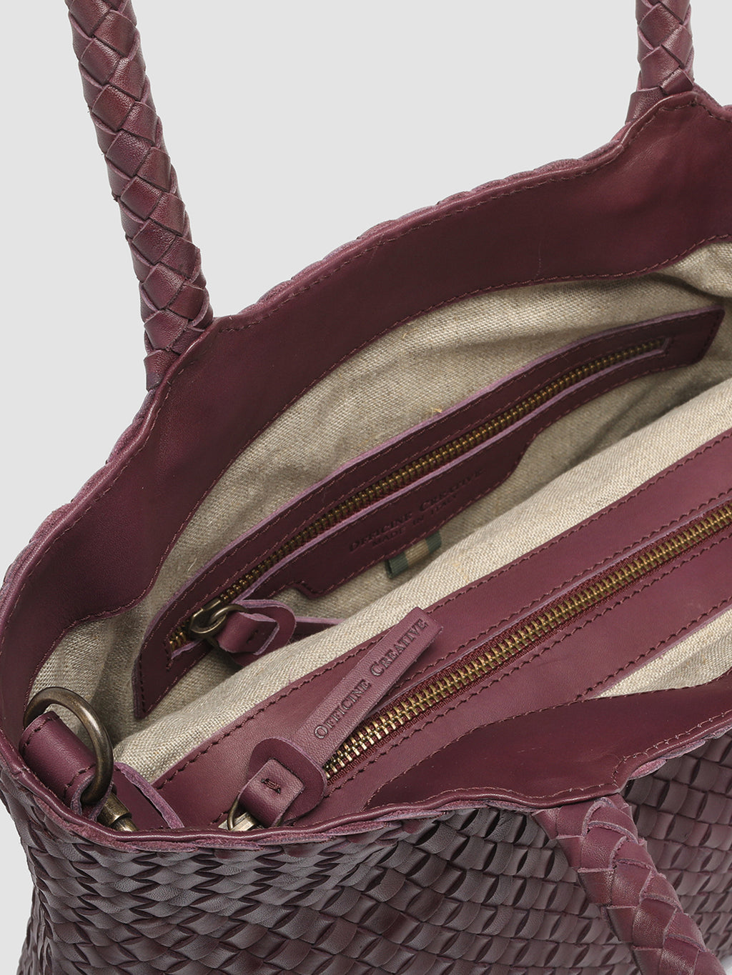 OC CLASS 511 Woven - Borsa con Manico in Pelle Bordeaux