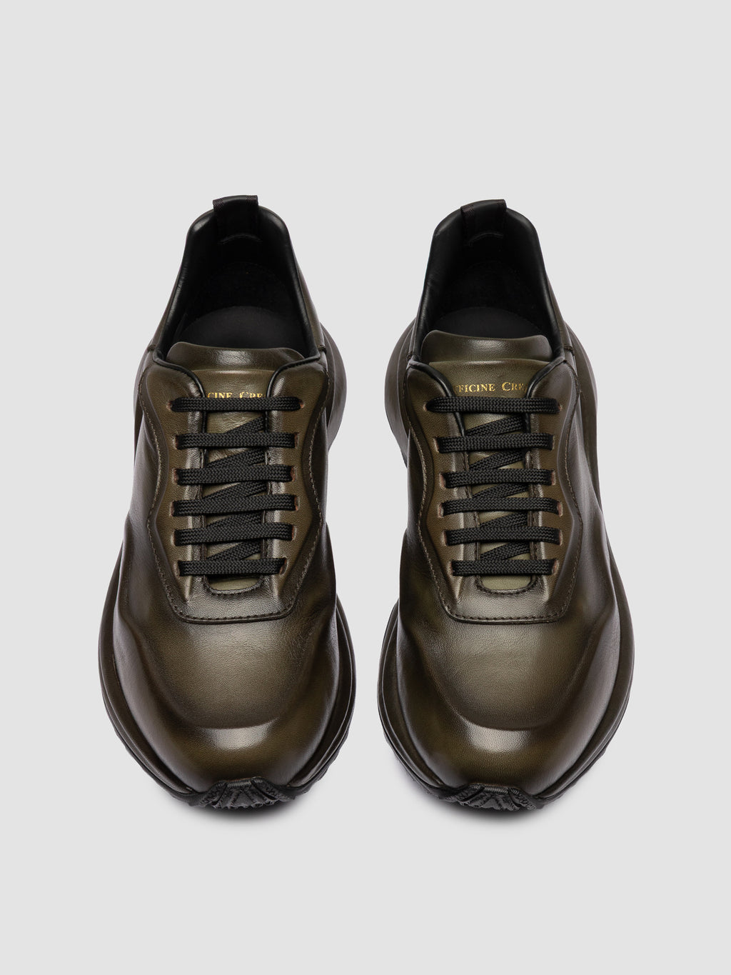 AXIS 101 - Green Leather Low Top Sneakers - image 2,side view
