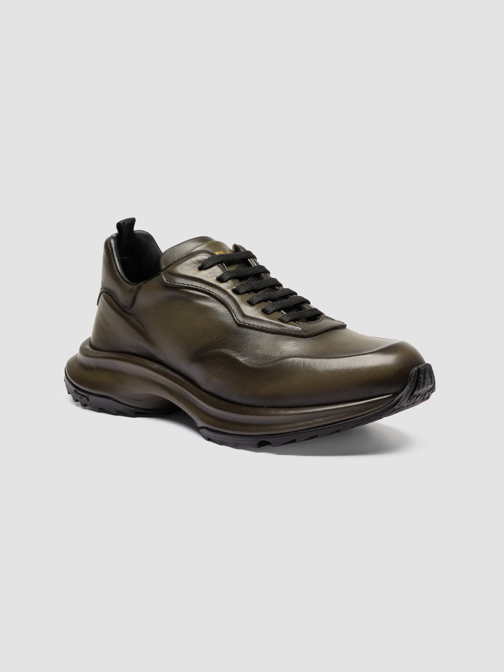 AXIS 101 - Green Leather Low Top Sneakers - image 3,side view