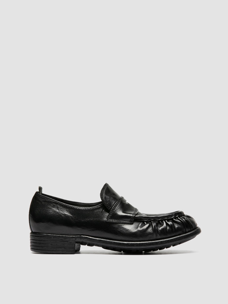 CALIXTE 085 - Black Leather Penny Loafers