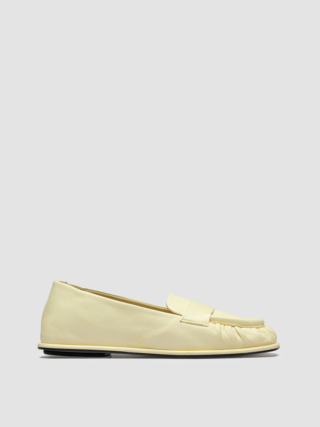 CLOVER 002 - Yellow Leather Penny Loafers - image 1,side view
