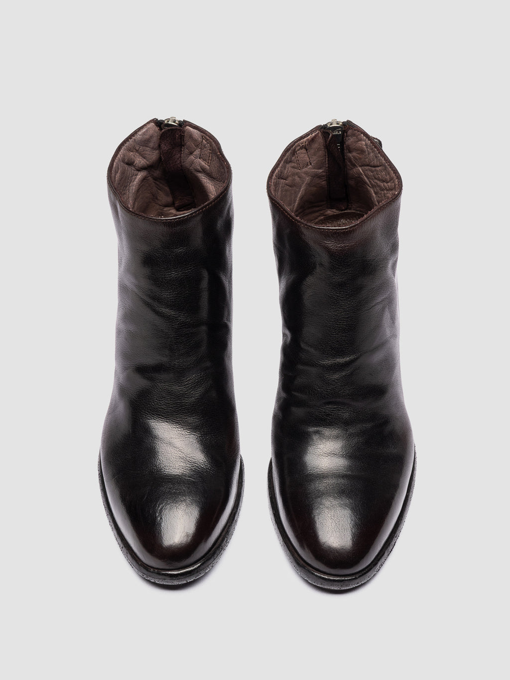 DELICE 001 - Black Leather Zipped Boots - image 2,side view