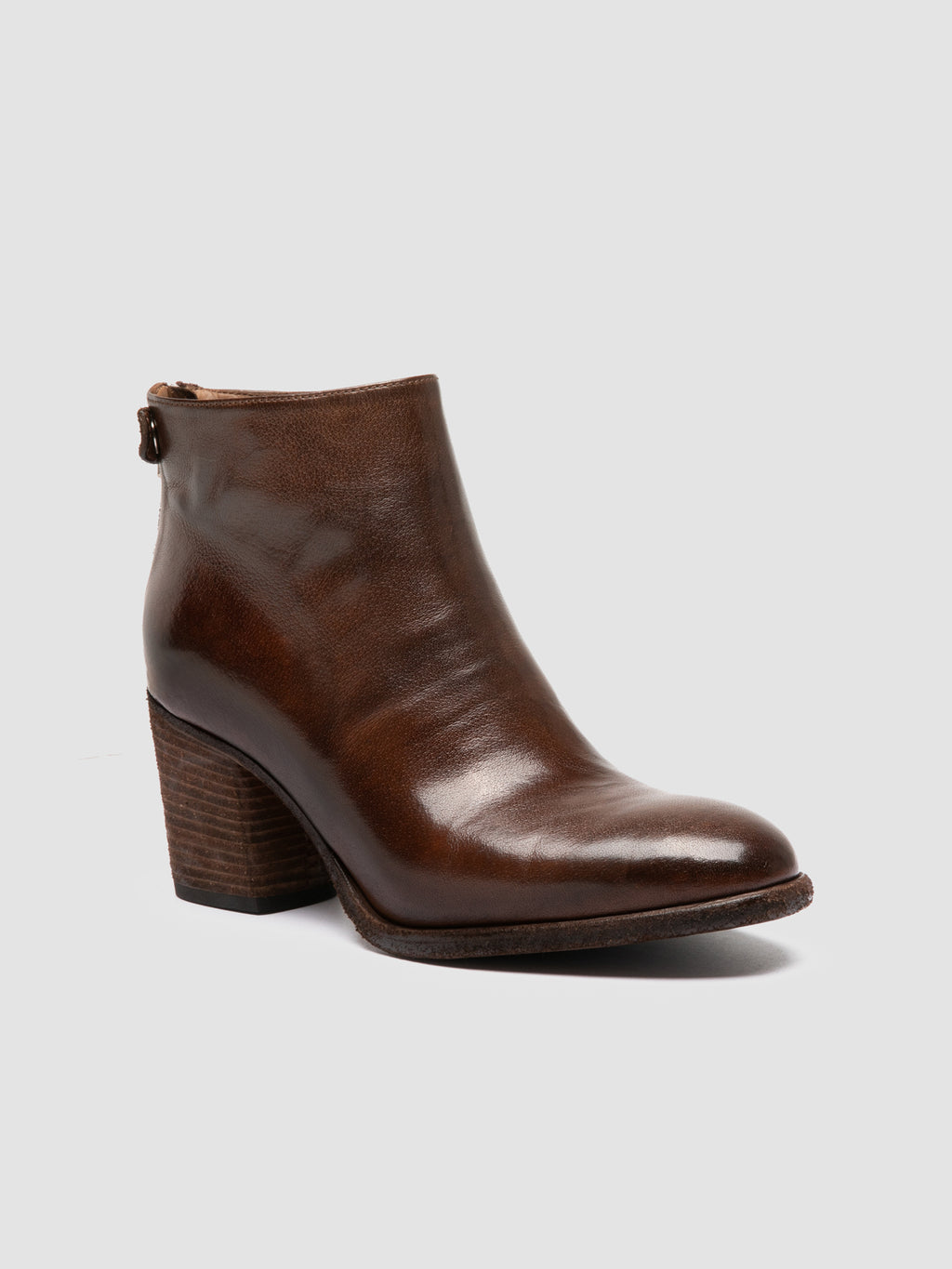 DELICE 001 - Brown Leather Zipped Boots - image 3,side view