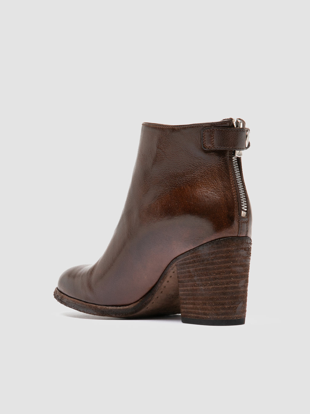 DELICE 001 - Brown Leather Zipped Boots - image 4,side view