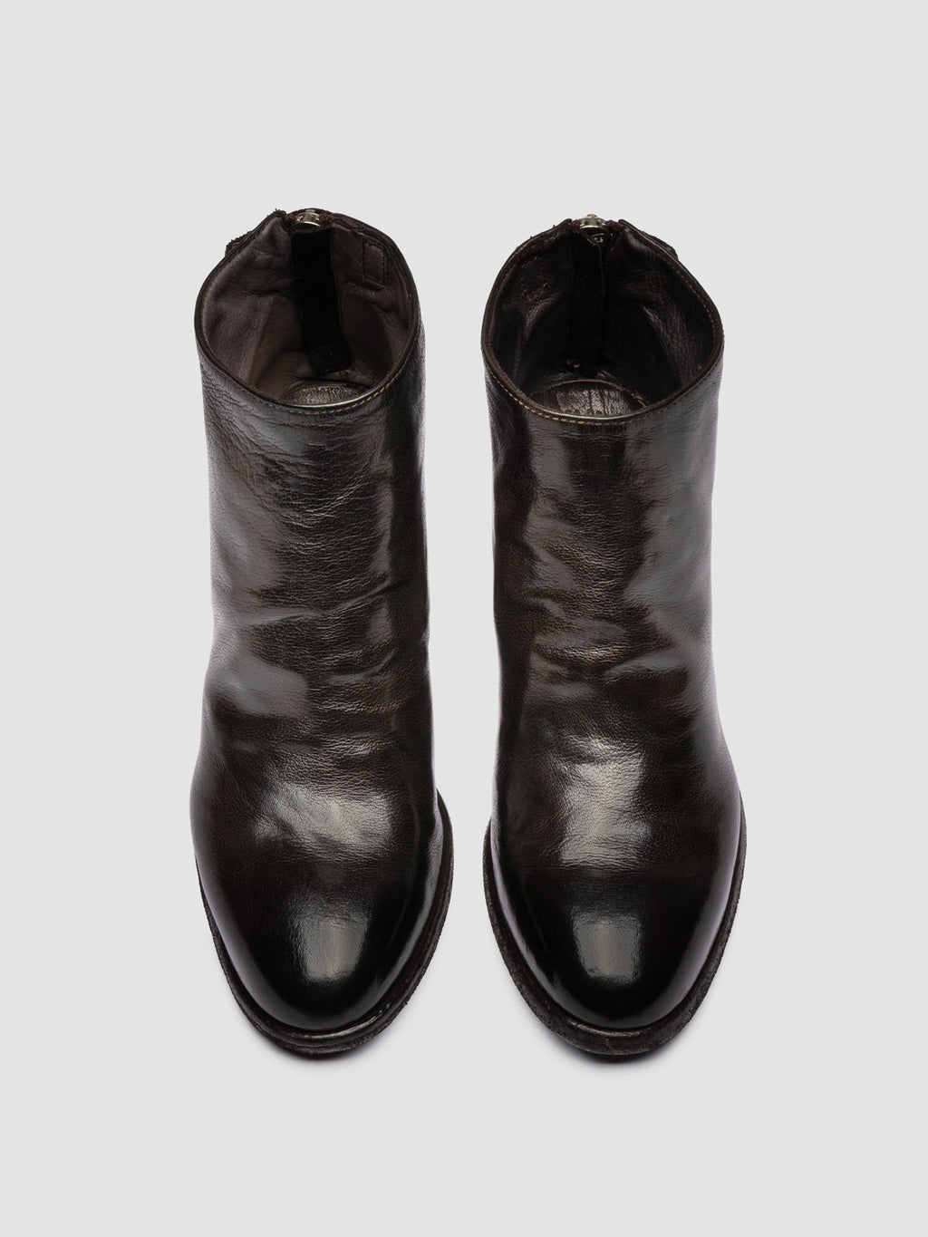 DELICE 001 - Brown Leather Zipped Boots - image 2,side view