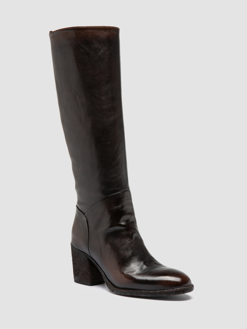 DELICE 004 - Stivali con Zip in Pelle Marrone - image 3,side view