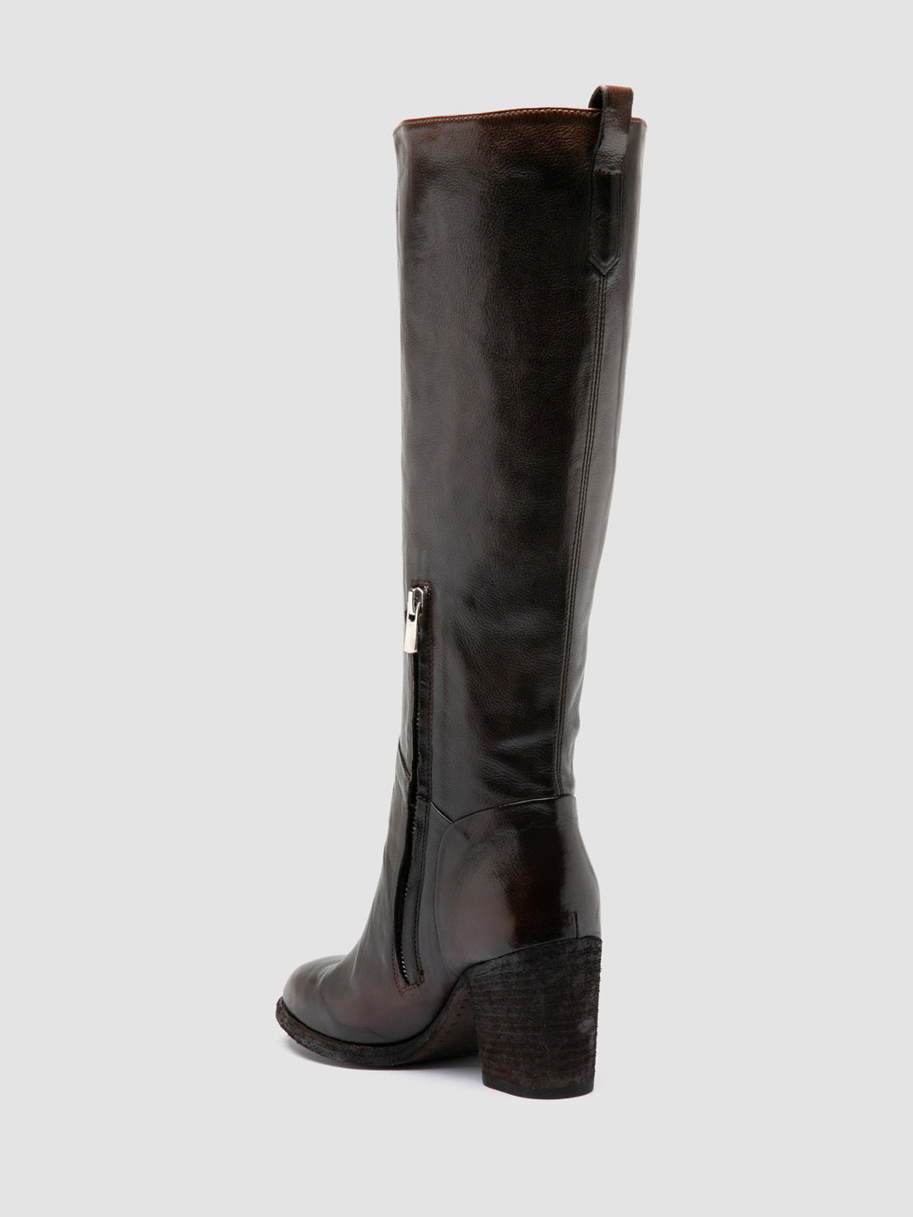 DELICE 004 - Stivali con Zip in Pelle Marrone - image 4,side view