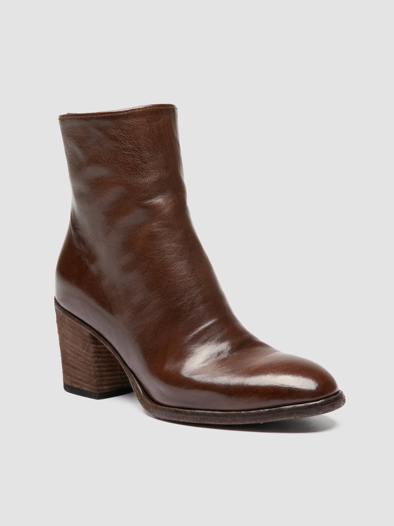 DELICE 005 - Brown Leather Zipped Boots