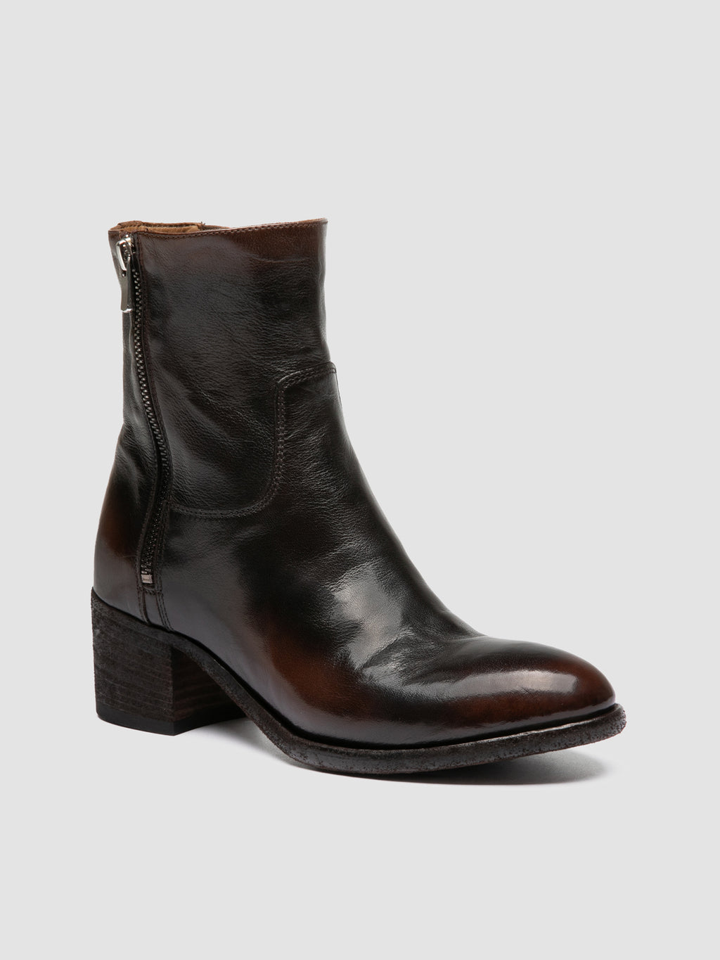 DENNER 129 - Brown Leather Zipped Boots - image 3,side view
