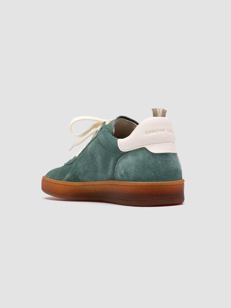 GINNASIO 101 - Green Leather and Suede Low Top Sneakers