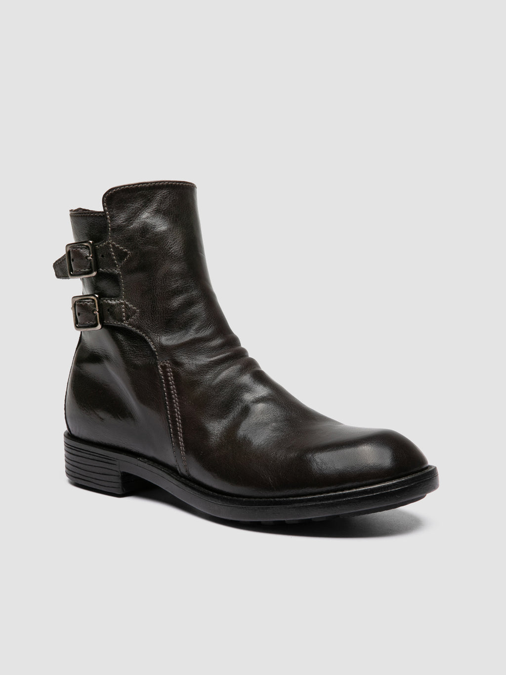 DIARY 114 - Grey Leather Zipped Boots - image 3,side view