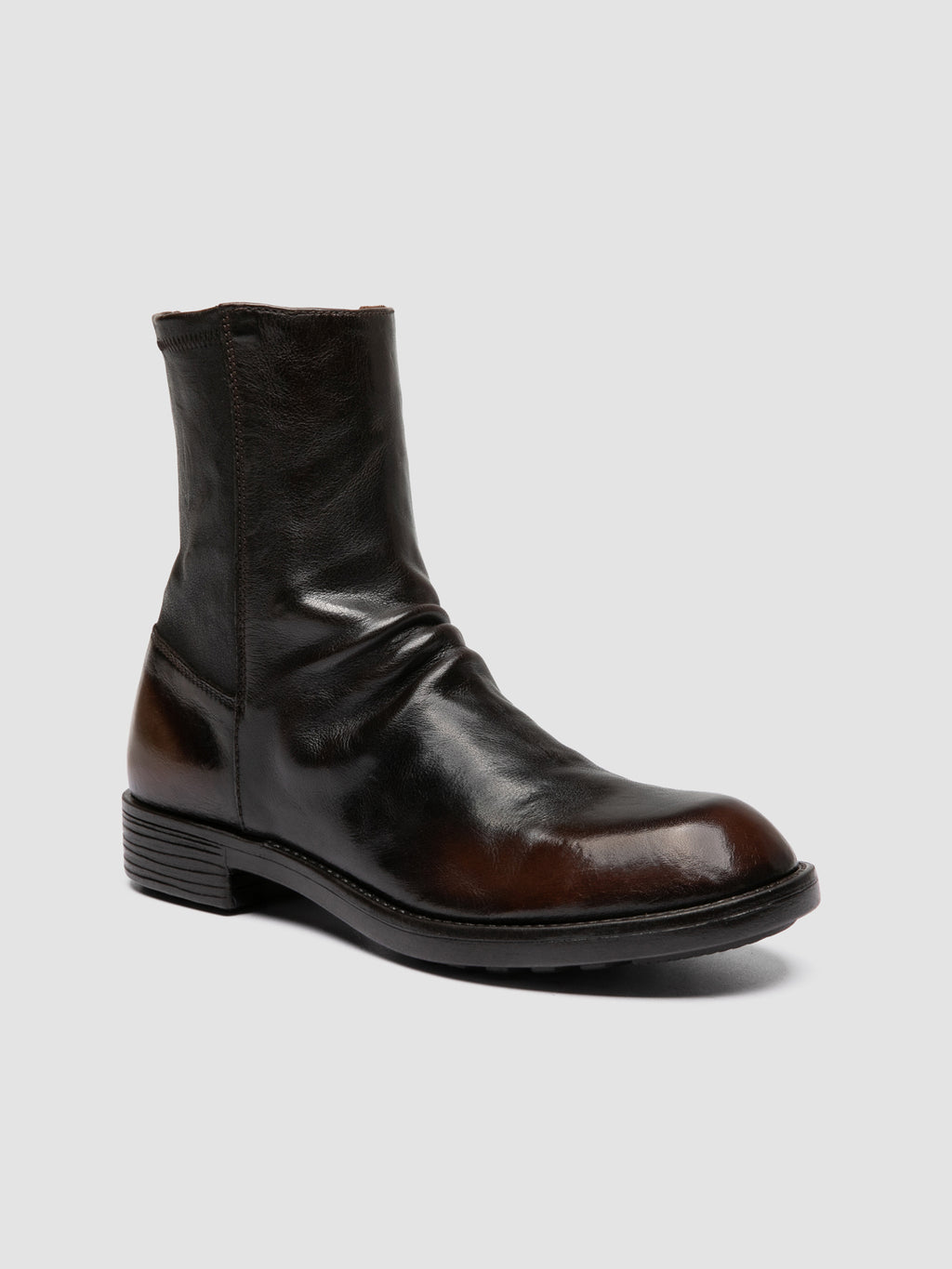 DIARY 115 - Brown Stretch Leather Boots - image 3,side view