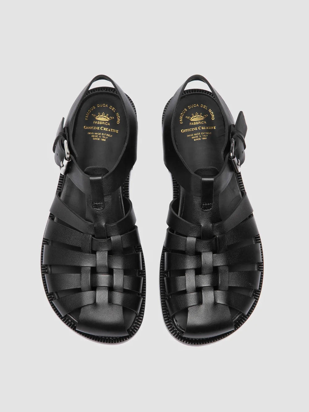 EMERALD 013 - Sandali Fisherman in Pelle Nera - image 2,side view