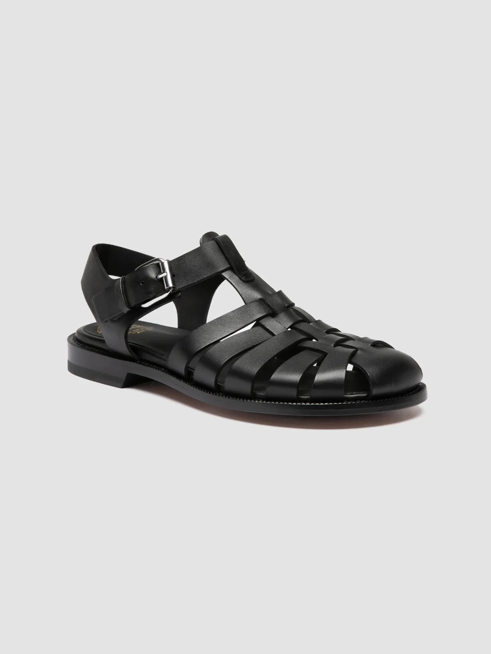 EMERALD 013 - Sandali Fisherman in Pelle Nera - image 3,side view