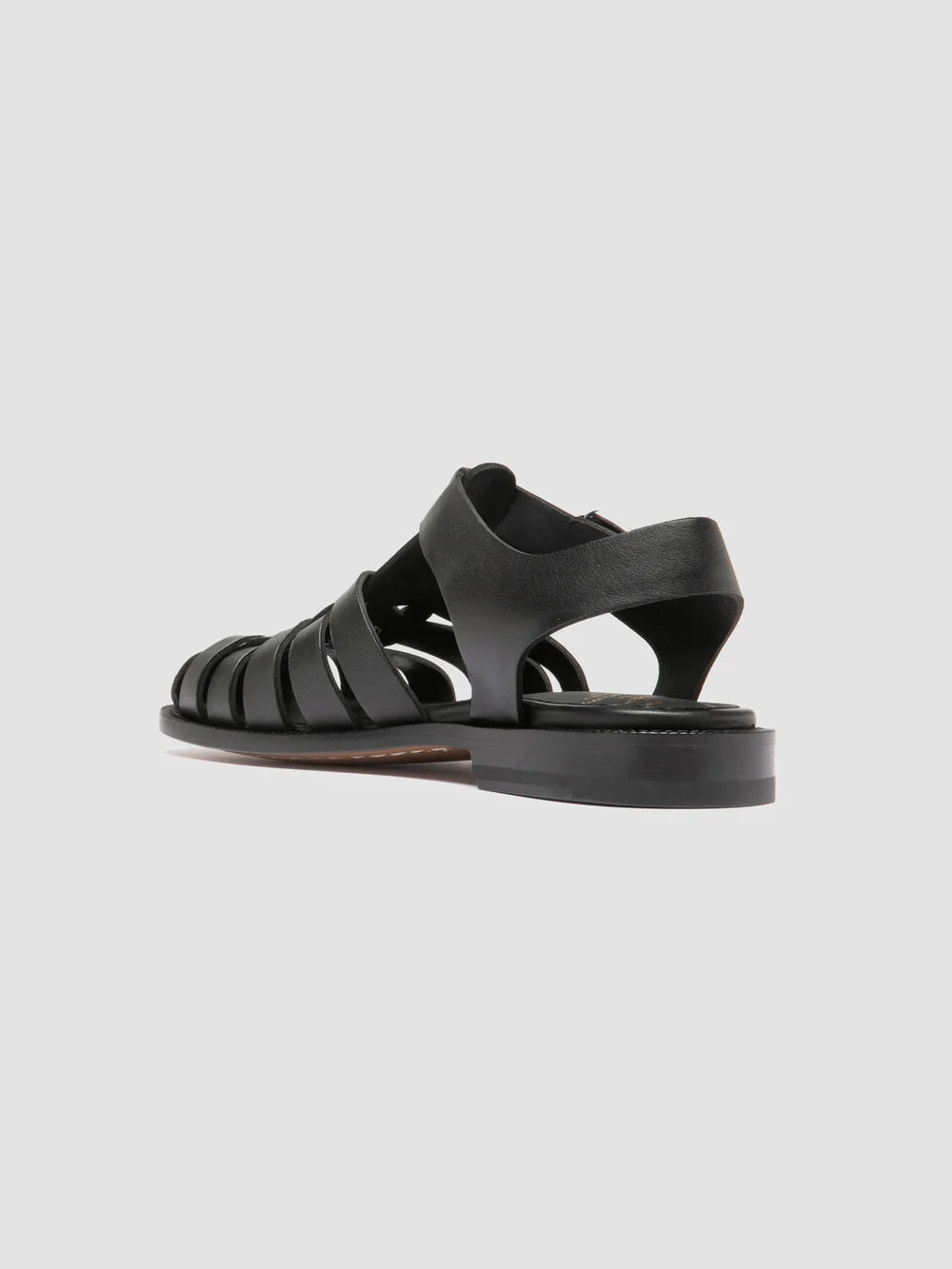 EMERALD 013 - Sandali Fisherman in Pelle Nera - image 4,side view